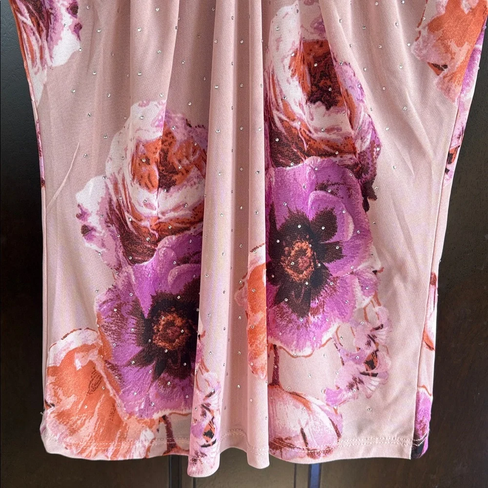 Like New Badgley Mischka Floral Rhinestone Studded Top Medium